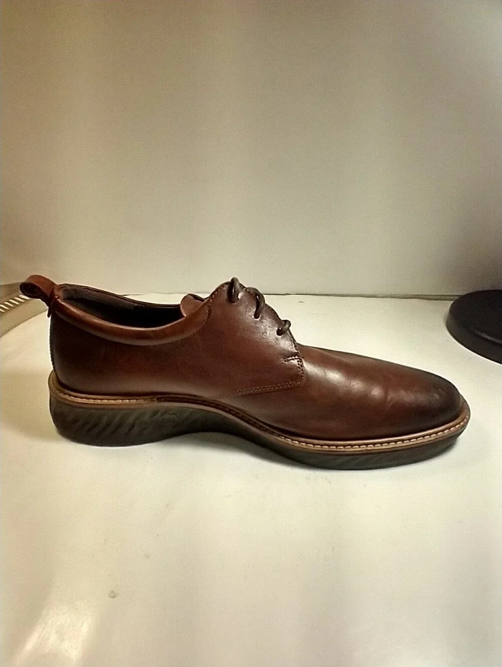 Ecco ST.1 Hybrid Plain Toe Oxford Brown Leather Shoes Men's sz 9(43).